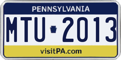 PA license plate MTU2013