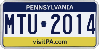 PA license plate MTU2014