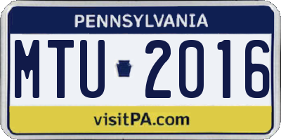 PA license plate MTU2016