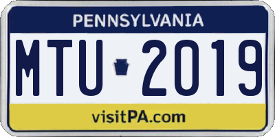 PA license plate MTU2019