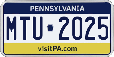 PA license plate MTU2025