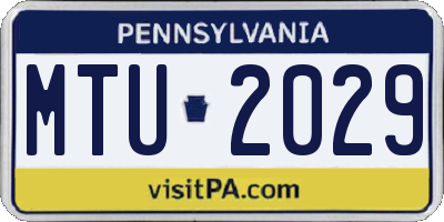 PA license plate MTU2029