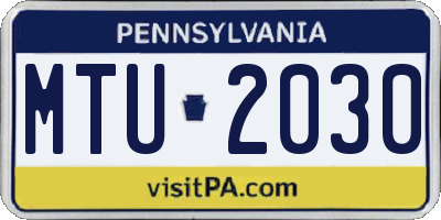 PA license plate MTU2030