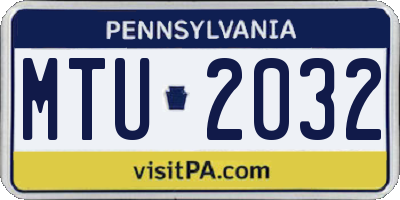 PA license plate MTU2032