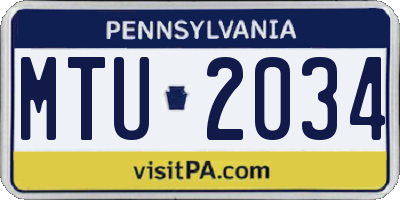 PA license plate MTU2034