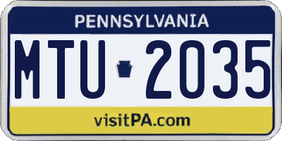 PA license plate MTU2035