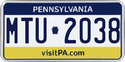 PA license plate MTU2038