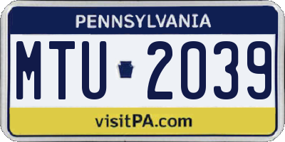 PA license plate MTU2039