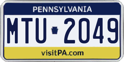 PA license plate MTU2049