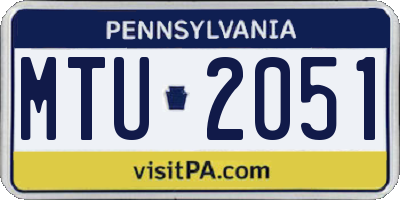 PA license plate MTU2051