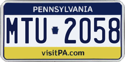 PA license plate MTU2058