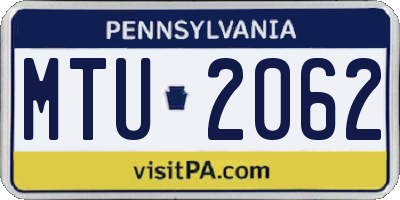 PA license plate MTU2062