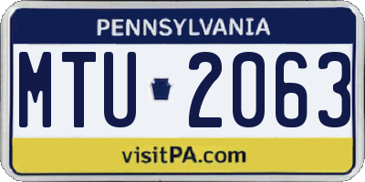 PA license plate MTU2063