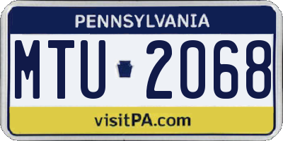 PA license plate MTU2068