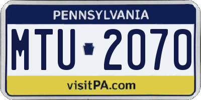 PA license plate MTU2070