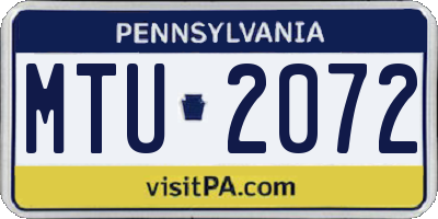 PA license plate MTU2072