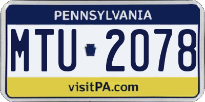 PA license plate MTU2078