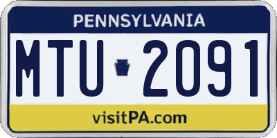 PA license plate MTU2091
