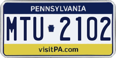 PA license plate MTU2102