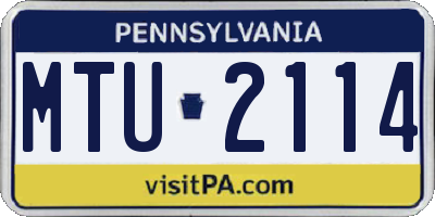 PA license plate MTU2114