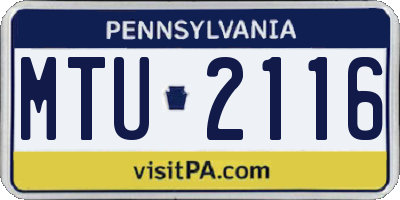 PA license plate MTU2116