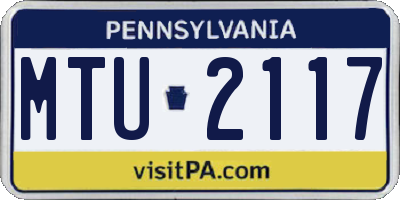 PA license plate MTU2117