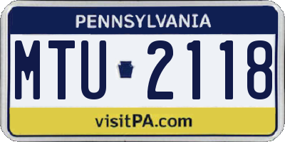 PA license plate MTU2118
