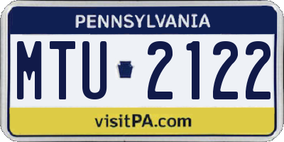 PA license plate MTU2122