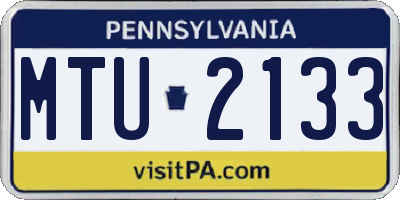 PA license plate MTU2133