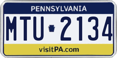 PA license plate MTU2134