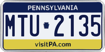PA license plate MTU2135