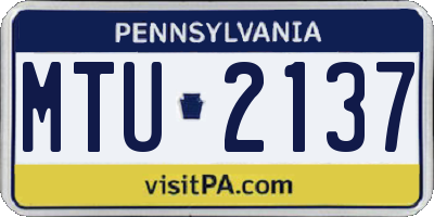 PA license plate MTU2137