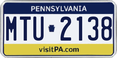 PA license plate MTU2138