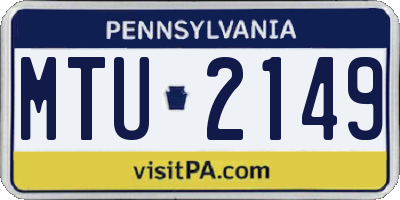 PA license plate MTU2149