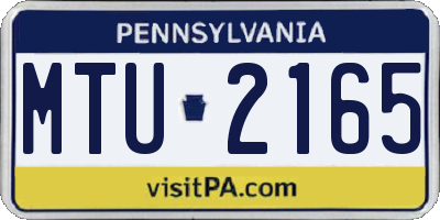 PA license plate MTU2165