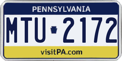 PA license plate MTU2172