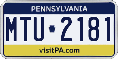 PA license plate MTU2181