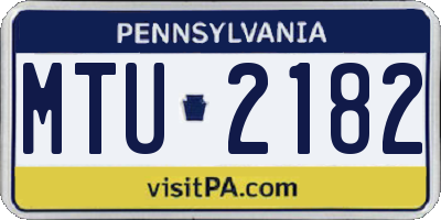 PA license plate MTU2182