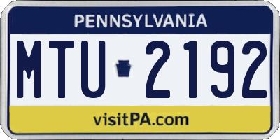 PA license plate MTU2192