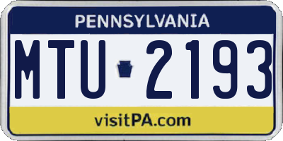 PA license plate MTU2193