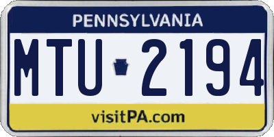PA license plate MTU2194