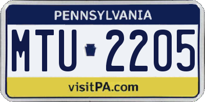 PA license plate MTU2205