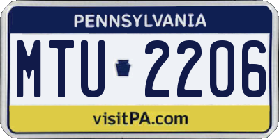 PA license plate MTU2206