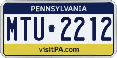 PA license plate MTU2212