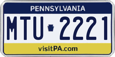 PA license plate MTU2221