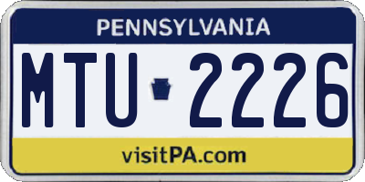 PA license plate MTU2226