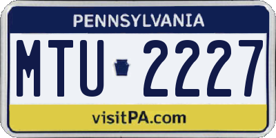 PA license plate MTU2227