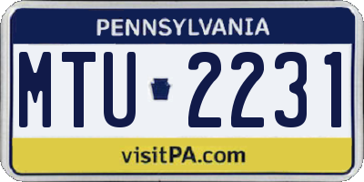 PA license plate MTU2231