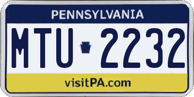 PA license plate MTU2232