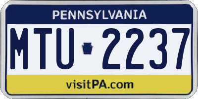 PA license plate MTU2237